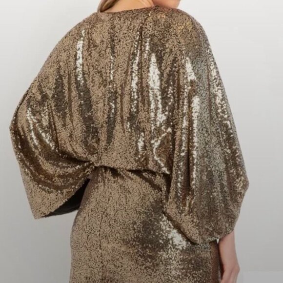 ELOQUII - Gold Sequin Midi Dress - Picture 3 of 5